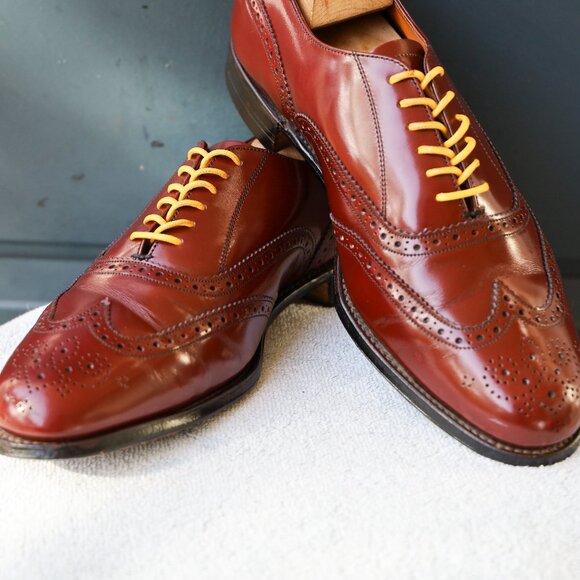 SALE Grenson 11.5 Red and Burgundy Royal Windsor Wingtip Oxford Mens Dress Shoes - Picture 1 of 13